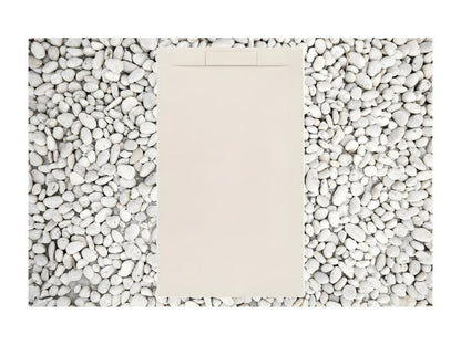 Receveur de douche 80x95 cm Beige Chezlova PLUS en résine et poudre de marbre avec grille latérale en résine de marbre DQBB53194