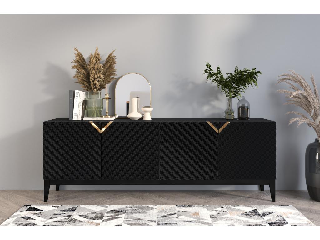 Buffet en bois DEMI LONG / noire / 201,5 cm KGEF15959