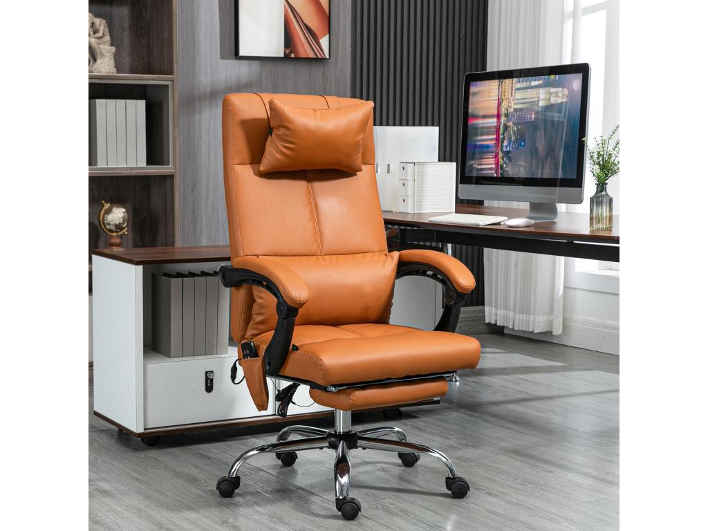 Fauteuil de bureau direction massant hauteur réglable dossier inclinable repose-pied intégré revêtement synthétique Chezlova CJRV04187