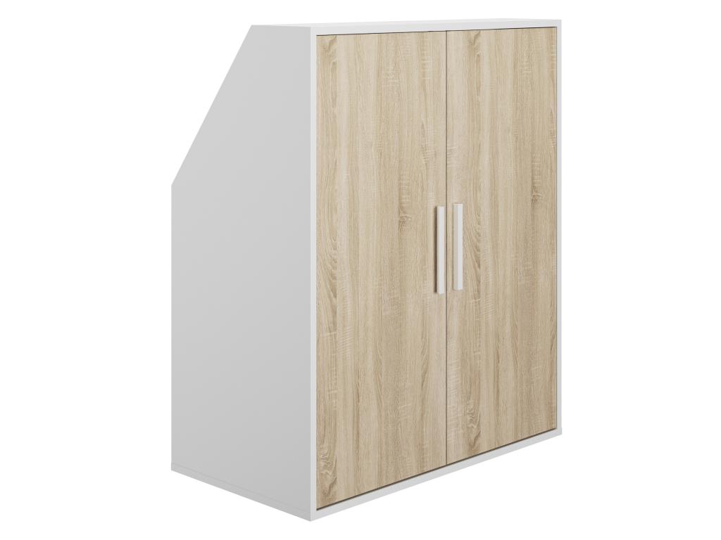 Armoire sous pente 2 portes - Blanc et naturel - Chezlova LDFX82140