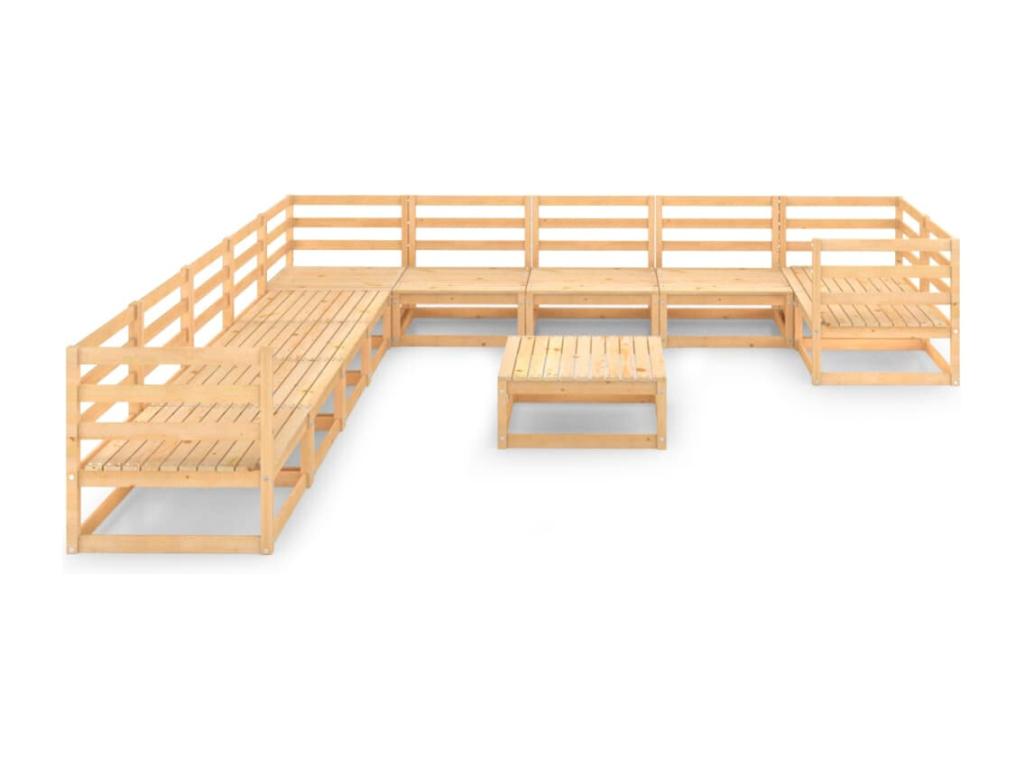 Salon de jardin 11 pièces bois de pin massif DHQW86363