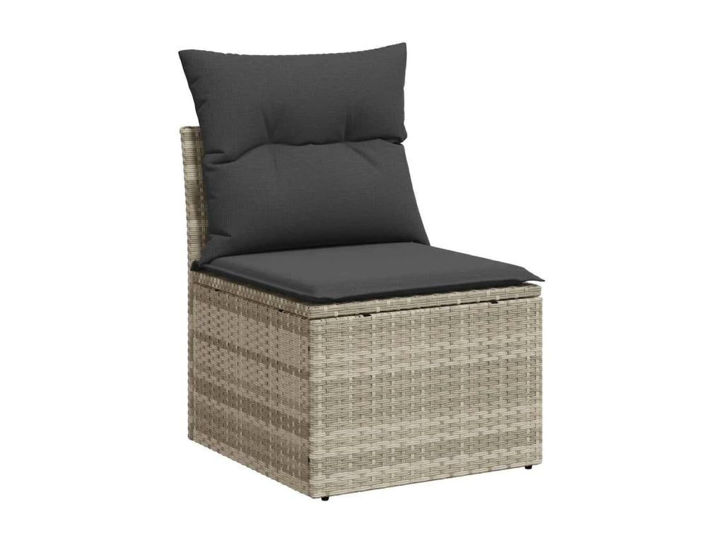Salon de jardin avec coussins 7 pcs gris clair résine tressée ZBEO20413