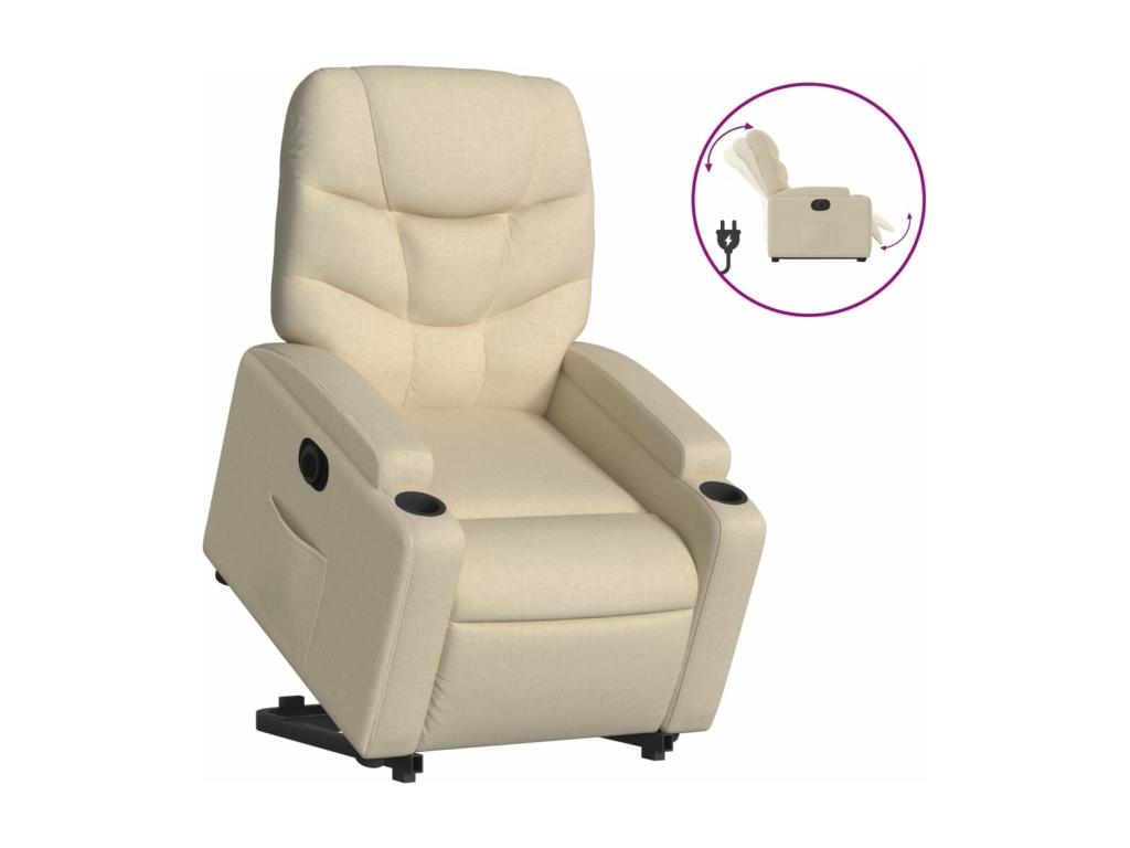 Fauteuil inclinable électrique crème tissu GEHR85351