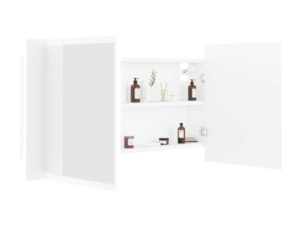 Armoire de salle de bain à miroir à LED Blanc 90x12x45 JOGP58571