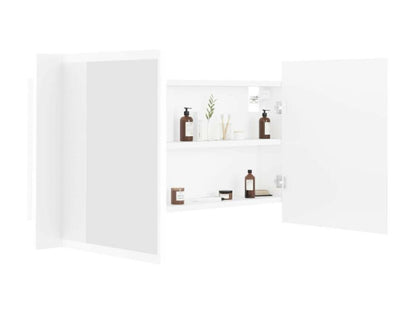 Armoire de salle de bain à miroir à LED Blanc 90x12x45 JOGP58571