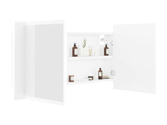 Armoire de salle de bain à miroir à LED Blanc 90x12x45 JOGP58571