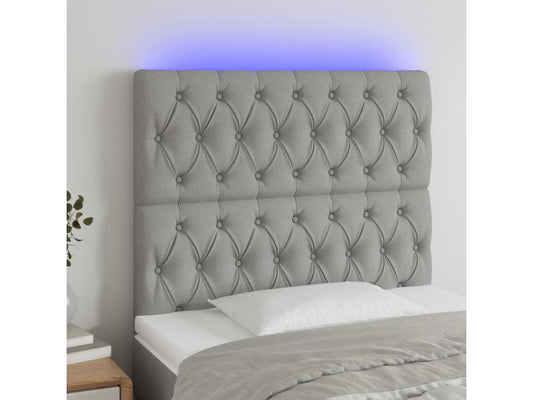 Tête de lit à LED Gris clair 100x7x118/128 cm Tissu NQST62610