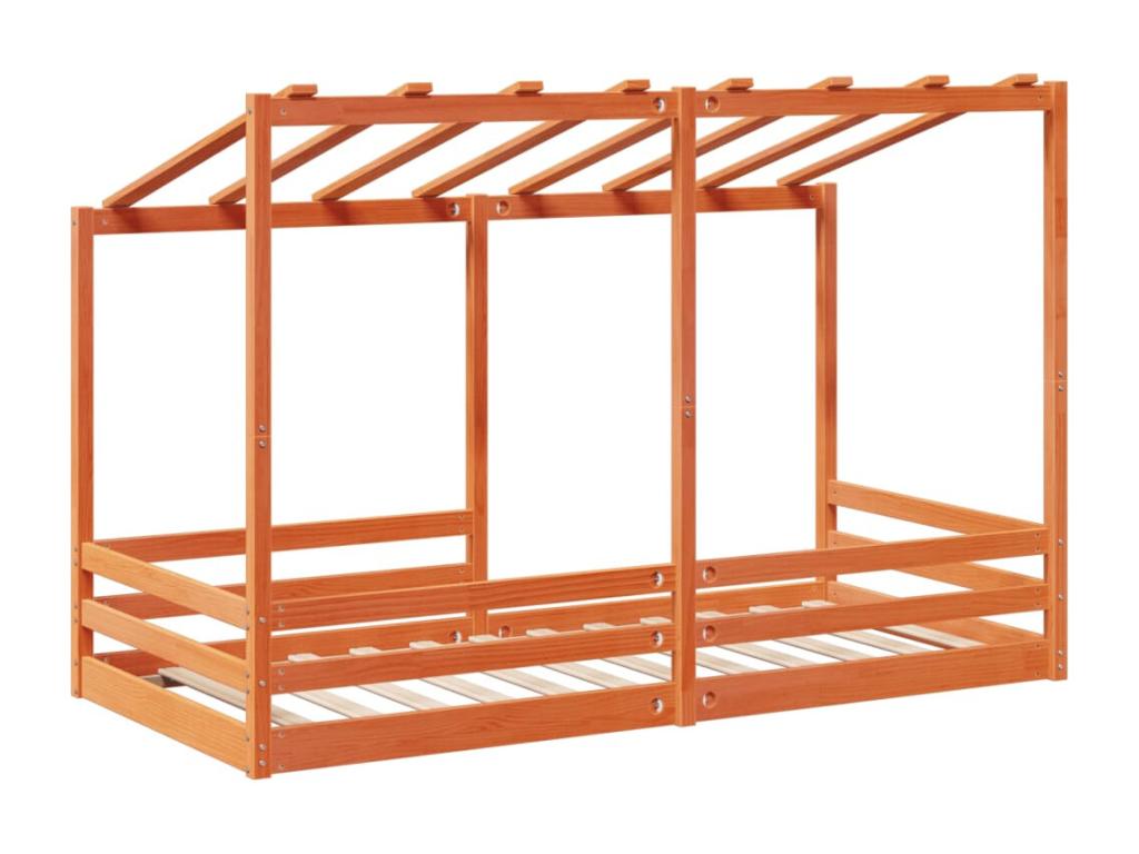 Lit pour enfants sans matelas cire marron 90x200 cm pin massif HMVW49885