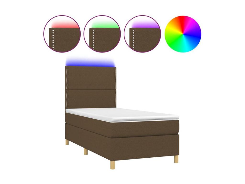 Sommier à Chezlova de lit matelas et LED Marron foncé 100x200 KTRA68133