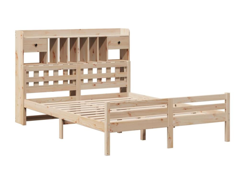 Lit bibliothèque sans matelas 150x200 cm bois massif de pin CKFA74693