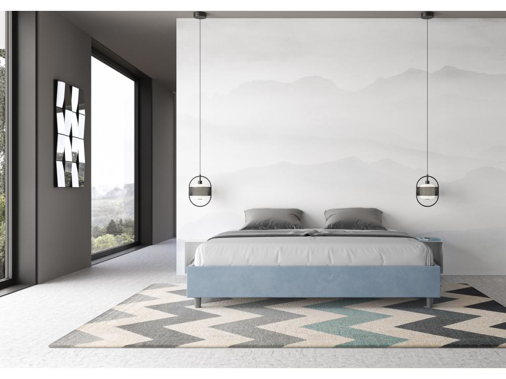 Lit sans sommier rembourré 180x200 microfibre bleu clair Chezlova IFUZ71195