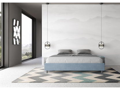 Lit sans sommier rembourré 180x200 microfibre bleu clair Chezlova IFUZ71195