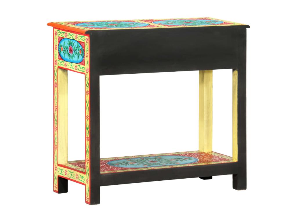 Table console peinte à la main 80x35x75 cm Bois de manguier ARNR36898
