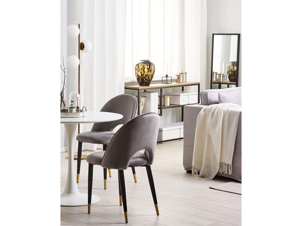 Lot de 2 chaises de salle à manger MAGALIA Velours Gris UOQE28085
