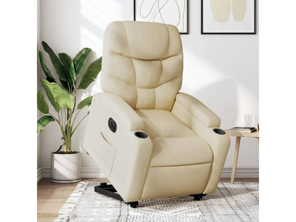 Fauteuil inclinable électrique crème tissu GEHR85351