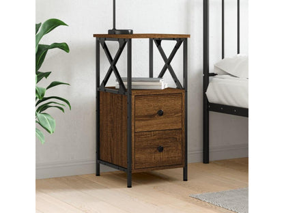 Table de chevet chêne marron 34x35,5x70 cm bois d'ingénierie HCCR62747