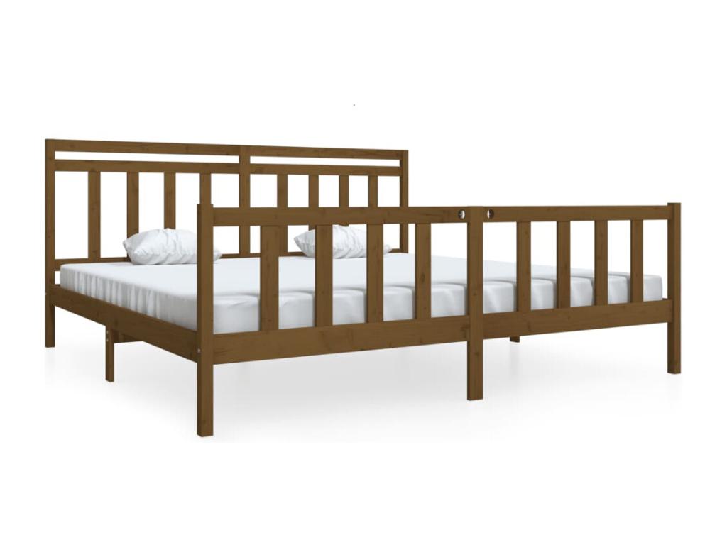 Cadre de lit Marron miel Bois massif 200x200 cm FKWO53563