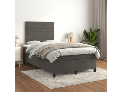 Sommier à Chezlova de lit et matelas gris foncé 120x190cm velours GJDO84313