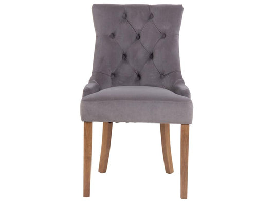 chaise salle à manger - Velours / Bois - Gris - Chezlova THYR70254