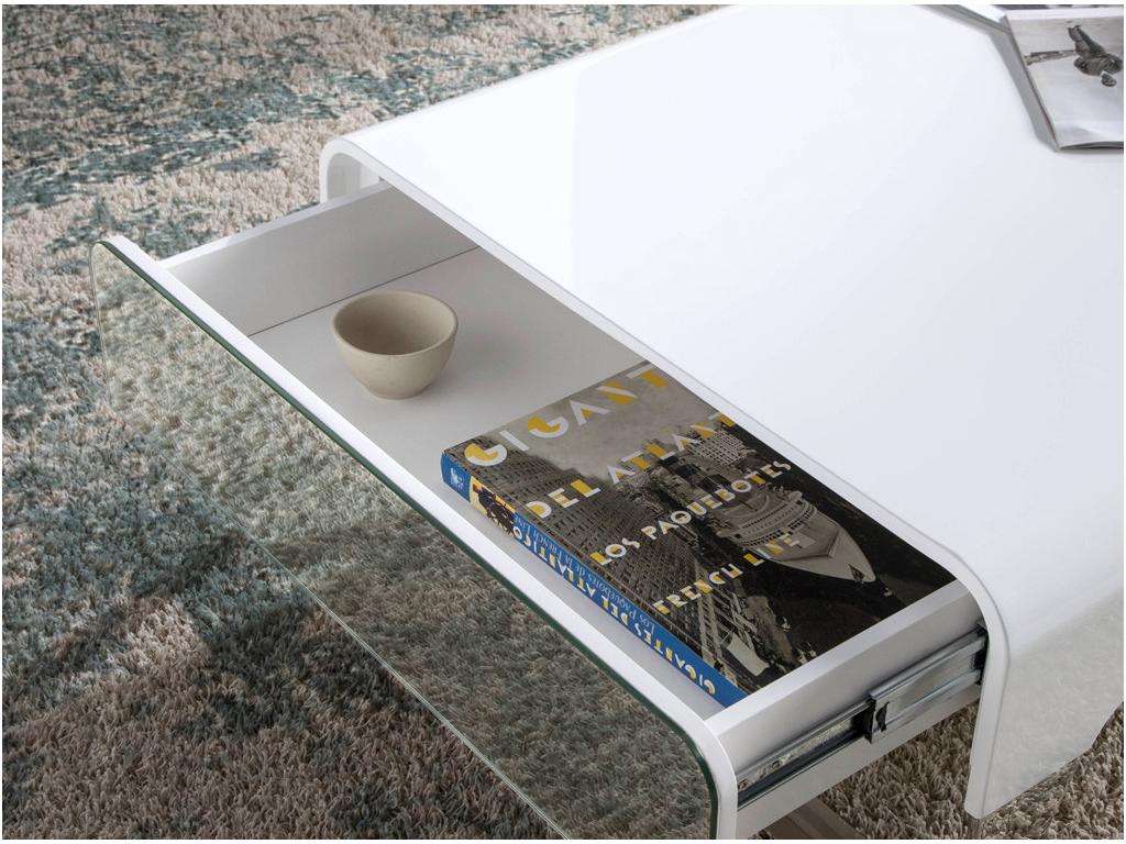 Table basse design laqué et acier chromé Chezlova 120cm-Couleur Chezlova TINY33356