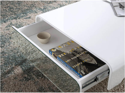 Table basse design laqué et acier chromé Chezlova 120cm-Couleur Chezlova TINY33356