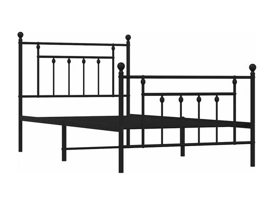 Cadre de lit métal sans matelas avec pied de lit noir 100x190cm GVIO37292