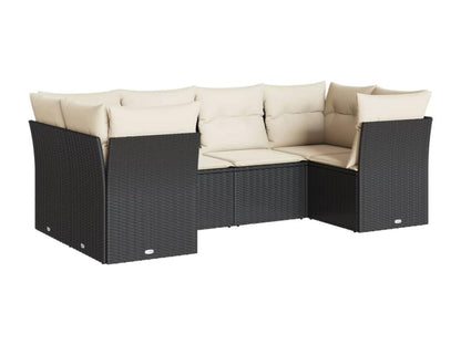 Salon de jardin 6 pcs avec coussins noir résine tressée ENPG36127