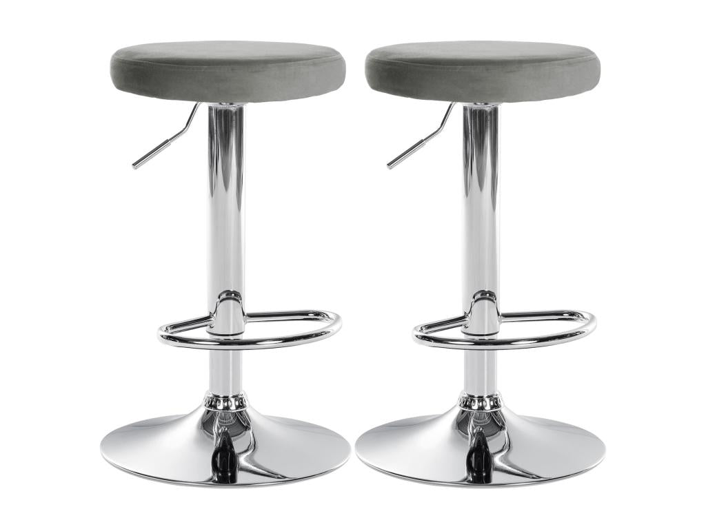 Lot de 2 Tabourets de bar - Velours / Métal - Gris - Ponte ZLQO44567