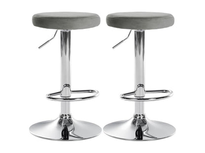 Lot de 2 Tabourets de bar - Velours / Métal - Gris - Ponte ZLQO44567