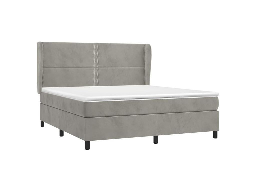 Sommier à Décohaute de lit et matelas Gris clair 160x200 Velours AOXB80951