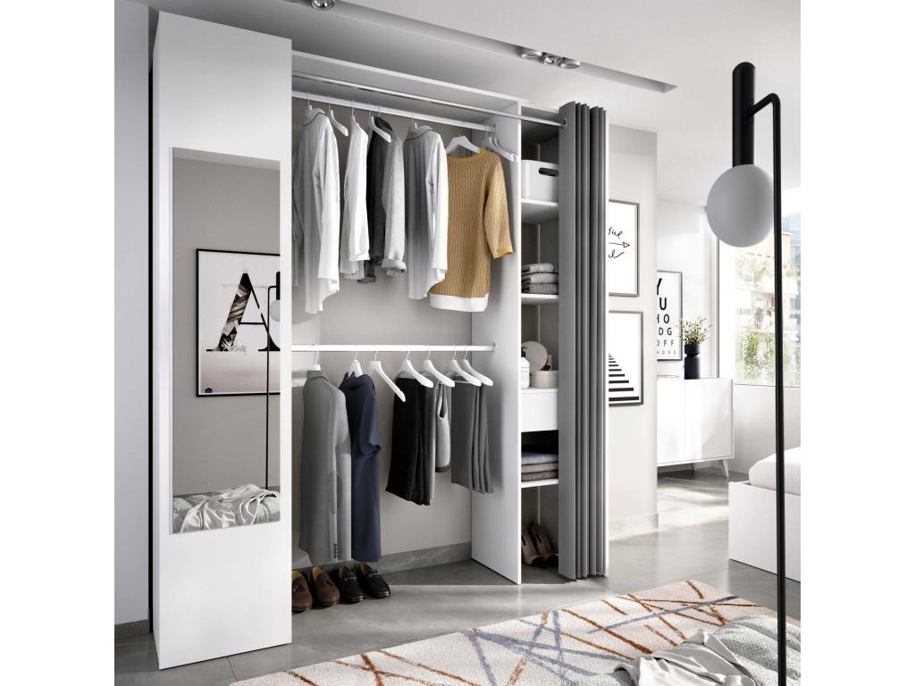 Armoire Decohaute Structure pour dressing Cintre ouvert 177x52h205 cm Blanc et Anthracite TCSP90238