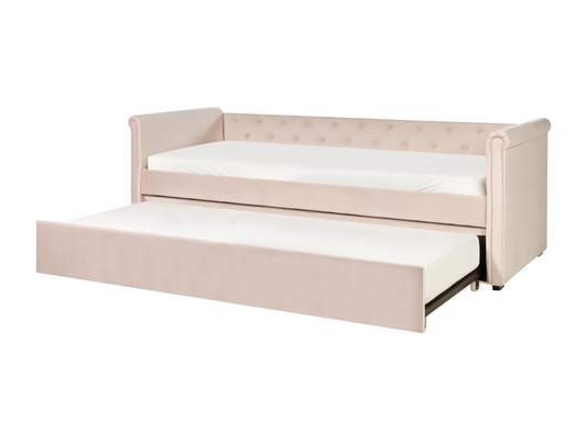 Lit gigogne Velours Chezlova 80x200 cm Rose pastel QWQP02133