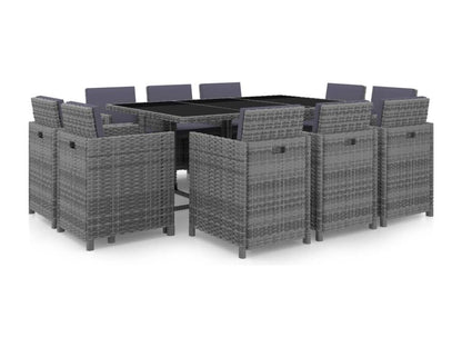 Salon de jardin 11 pièces avec coussins Résine tressée Gris DXRT67313