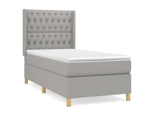 Lit à sommier tapissier avec matelas Gris clair 100x200cm Tissu XXNW99931
