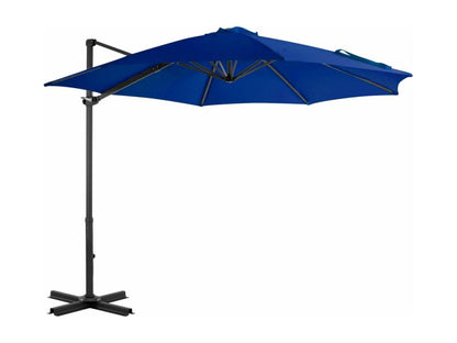Parasol déporté avec mât aluminium bleu 02 0008491 QZFC98070