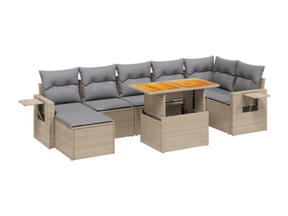 Salon de jardin avec coussins 8 pièces beige résine tressée RGMK48455
