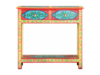 Table console peinte à la main 80x35x75 cm Bois de manguier ARNR36898