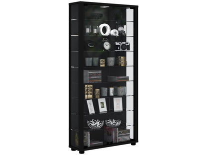 Chezlova Maxi Vitrine éclairage incluss LED 8 tablettes en verre noir. WAGX22300