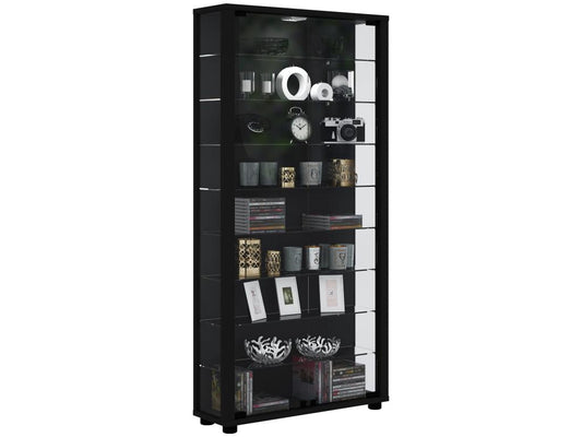 Chezlova Maxi Vitrine éclairage incluss LED 8 tablettes en verre noir. WAGX22300