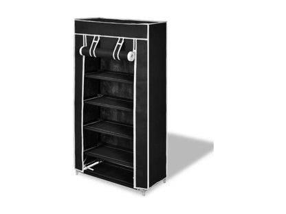 Armoire à chaussures avec housse 58x28x106 Tissu Noir UTWV67202