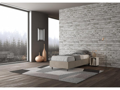 Lit sommier sans sommier capitonné 80x200 microfibre sable Chezlova LHXQ61090