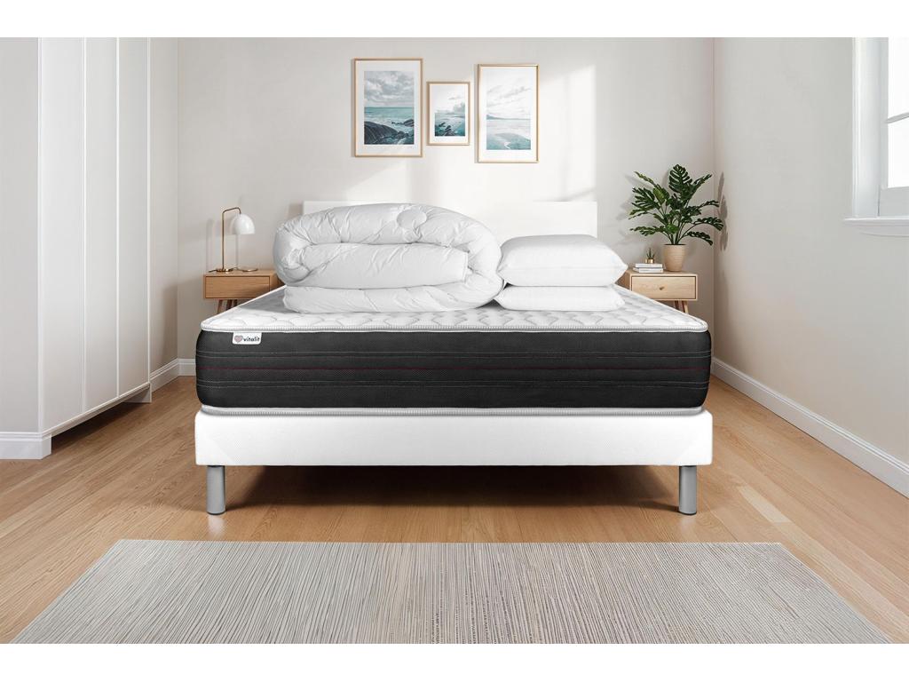 Pack prêt à dormir Domopure 140x190 cm sommier Domopure blanc TBWL43877