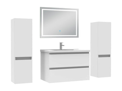 Ensemble meubles Salle de Bain 80cm avec colonne et miroir lumineux 3 couleurs blanc UCDN71328