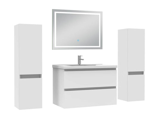 Ensemble meubles Salle de Bain 80cm avec colonne et miroir lumineux 3 couleurs blanc UCDN71328