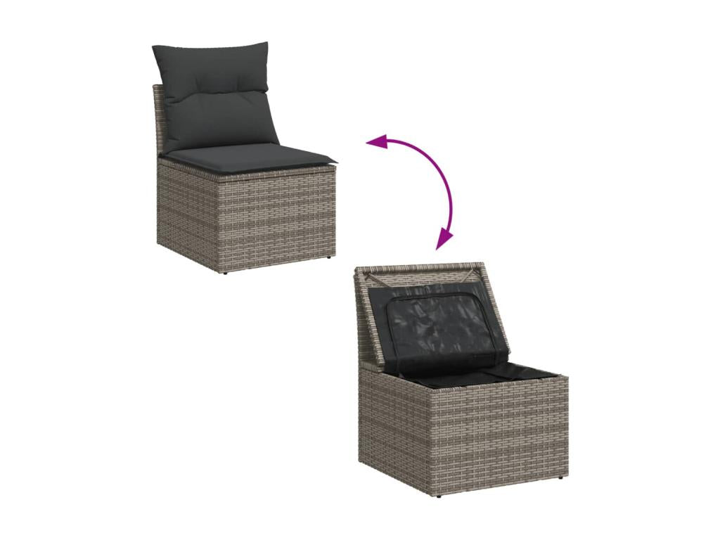 Salon de jardin 9 pcs avec coussins gris résine tressée FCJM73280