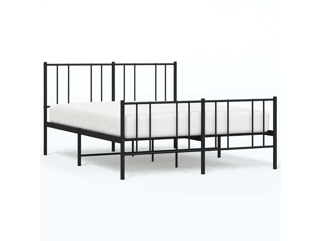 Cadre de lit métal sans matelas avec pied de lit noir 150x200cm SHEM87640