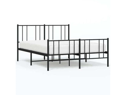 Cadre de lit métal sans matelas avec pied de lit noir 150x200cm SHEM87640