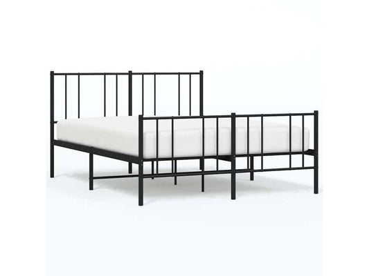 Cadre de lit métal sans matelas avec pied de lit noir 150x200cm SHEM87640