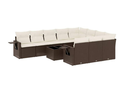 Salon de jardin et coussins 11 pièces marron résine tressée ICBV44392