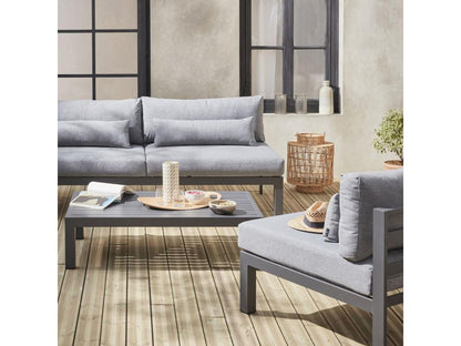 Salon de jardin 5 places en aluminium – assises profondes – Chezlova – gris anthracite TOTC03136